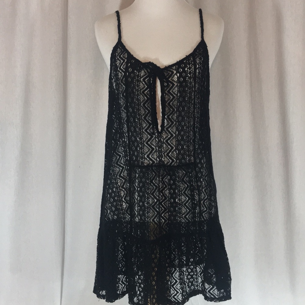 Black lace beach cover up